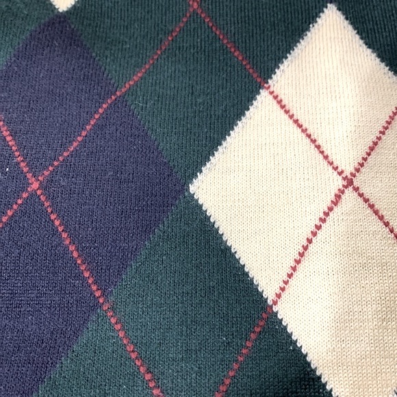 PRINGLE of SCOTLAND argyle pure wool sweater crewneck longsleeves men’s Large - Picture 3 of 10